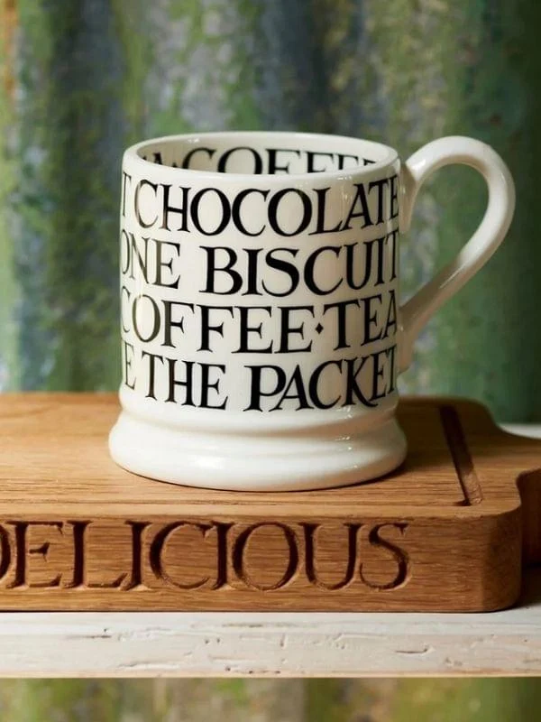 Emma Bridgewater Black Toast All Over Writing 1/2 Pint Mug