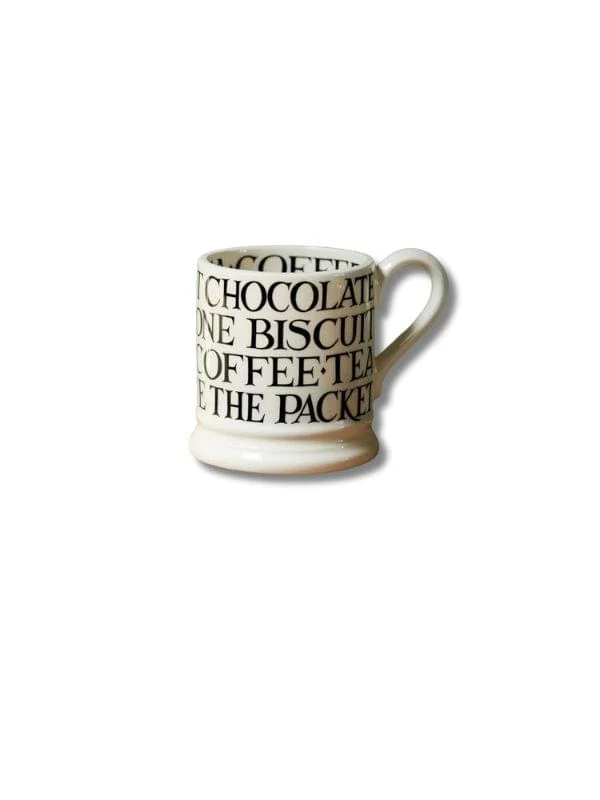 Emma Bridgewater Black Toast All Over Writing 1/2 Pint Mug