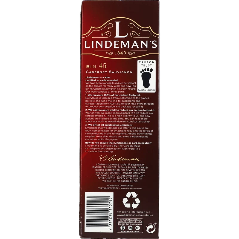 Lindeman's BIN 45 Cabernet Sauvignon 13.5 % 3L BIB