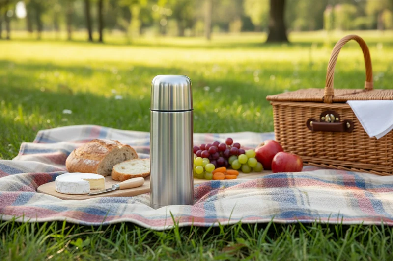 Cookinglife Thermosflasche Edelstahl 1 L - Doppelwandig Warm/Kalt - Unterwegs