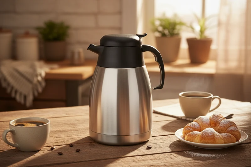 Cookinglife Doppelwandige Thermoskanne RVS 1.5 Liter - Kaffeekanne für Warm und Kalt