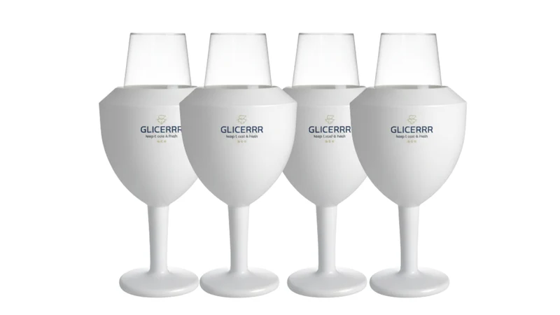 GLICERRR Weinglaskühler- und Halterset + Glas - 4-teilig