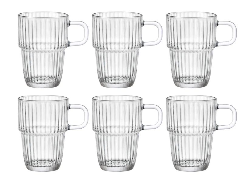 Bormioli Rocco Latte Macchiato Gläser - Irish Coffee Gläser - Kaffeetassen mit Henkel - Stapelbar - Barshine 315 ml - 6 Stück