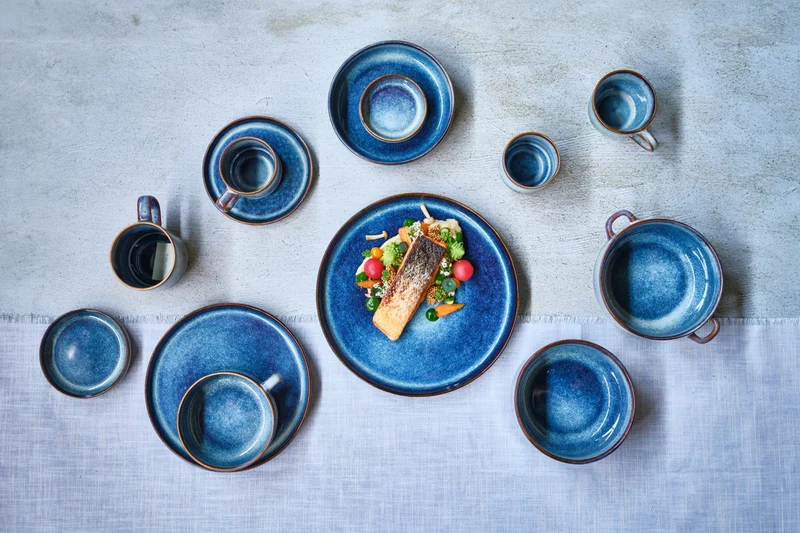 Cosy & Trendy Geschirrset Jade Indigo 12-teilig / 4 Personen - 4 Dinner-Teller, 4 Frühstücksteller und 4 Schalen