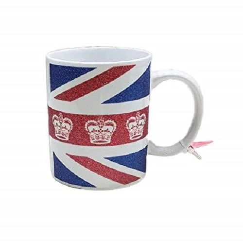 Elgate Union Jack with Crown & Glitter Mug 11oz