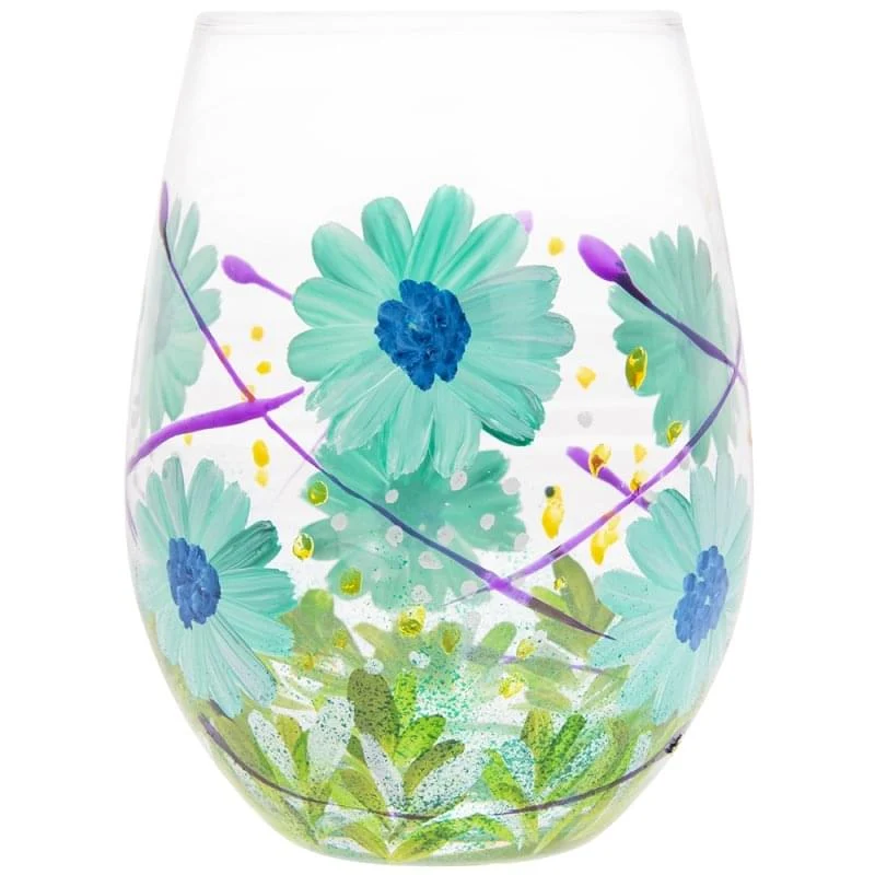 Lesser & Pavey - Blue Gerbera Stemless Glass