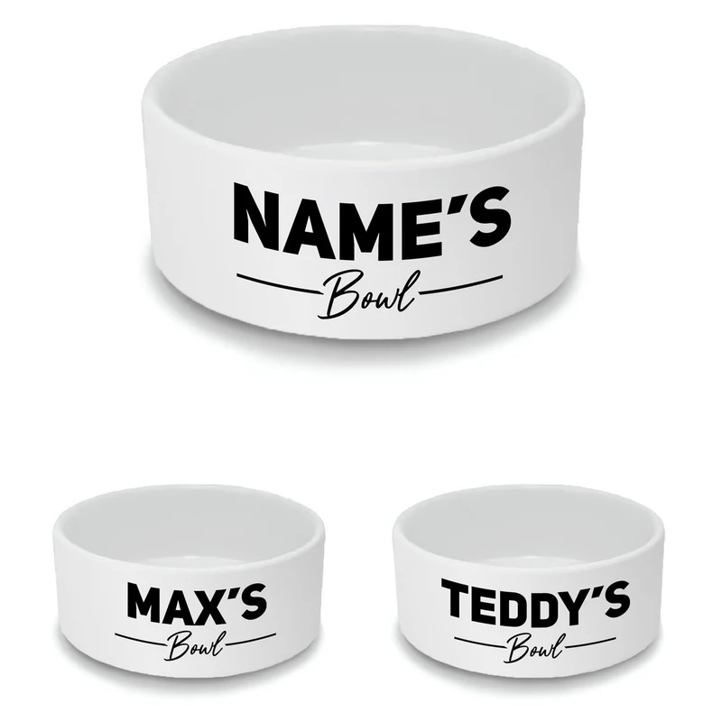 Personalised Pet Bowl with Name's Bowl Black Design