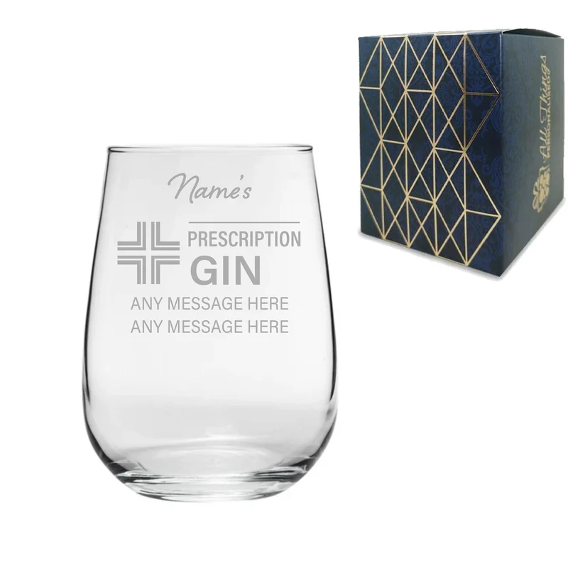 Engraved Gin and Tonic Glass, Personalised Prescription For Gin Design