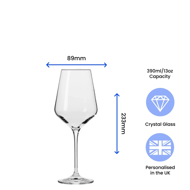 Personalised Engraved Novelty Christmas 390ml Crystal Wine Glass with Merry Christmas Tree Design, Customise with Any Name or Message