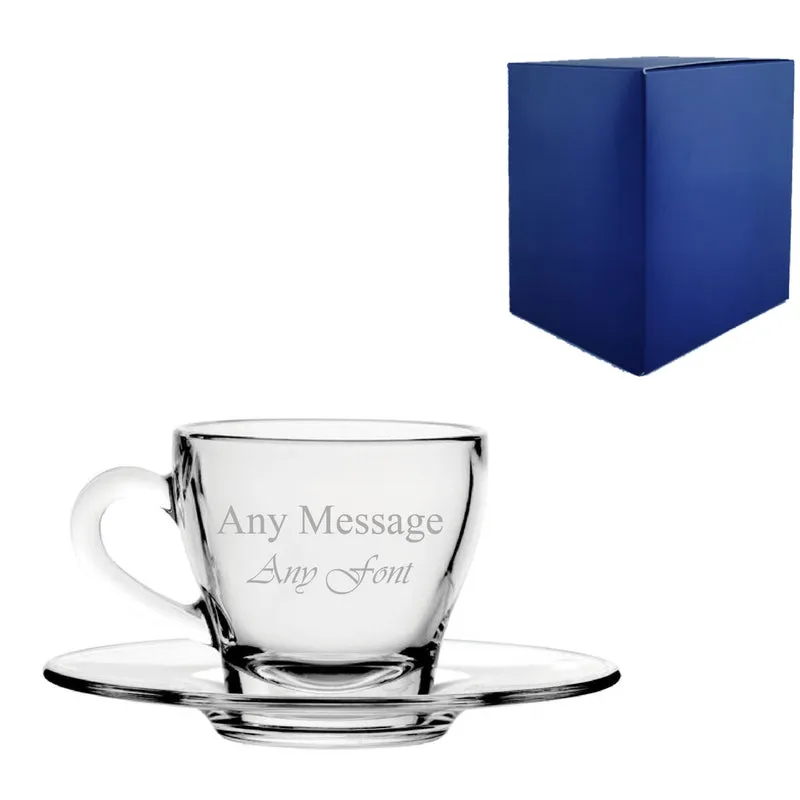 Engraved Ischia Turkish espresso Cup and Saucer Glass 3oz/88ml, Any Message