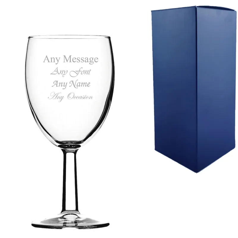 Engraved 7oz/207ml Saxon Modern Wine Glass, Any Message for Any Occasion