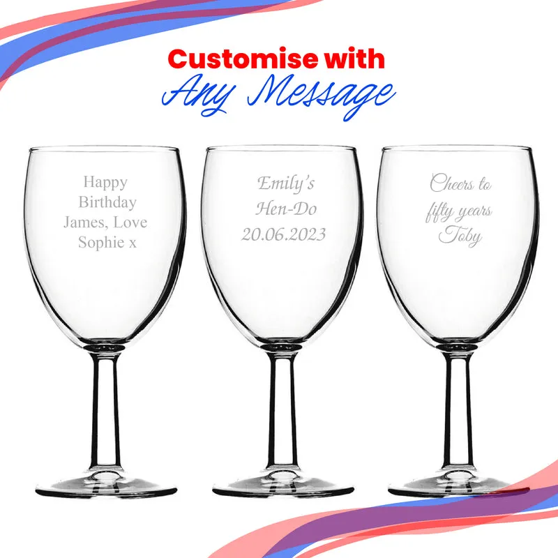 Engraved 7oz/207ml Saxon Modern Wine Glass, Any Message for Any Occasion