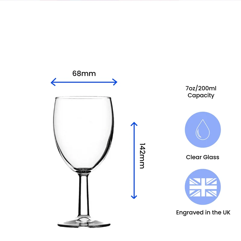 Engraved 7oz/207ml Saxon Modern Wine Glass, Any Message for Any Occasion