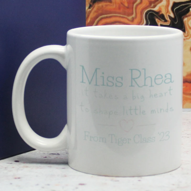 Printed Mug with A Big Heart shapes Little Minds Design