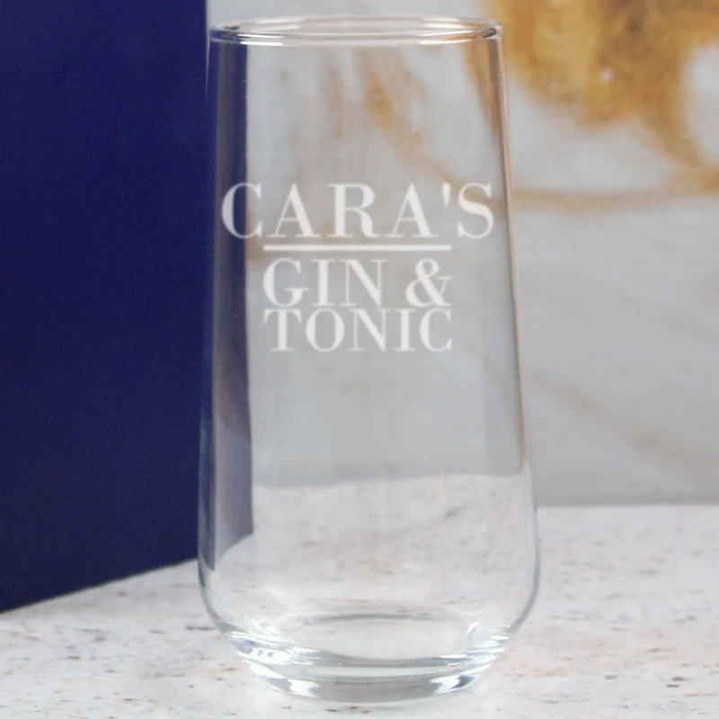 Engraved Allegra 16.5oz Hiball with Name's Gin and Tonic Design