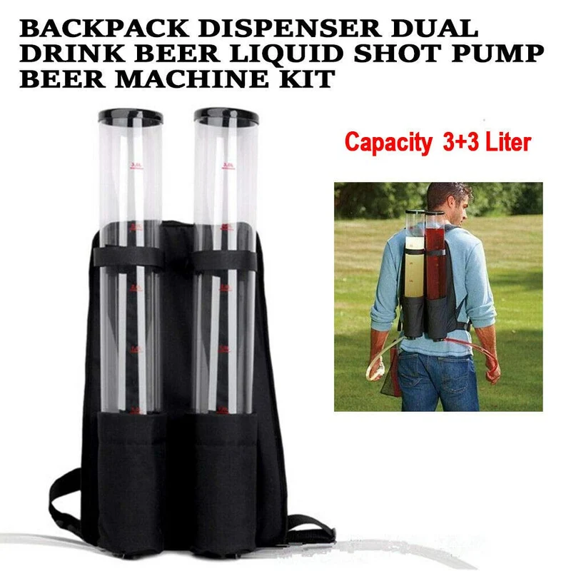 YIYIBYUS Dual Tank Backpack Drink Dispenser Portable Dual Barrel Beverage Liquid Liquor Beer Backpack Dispenser 3+3 Liter