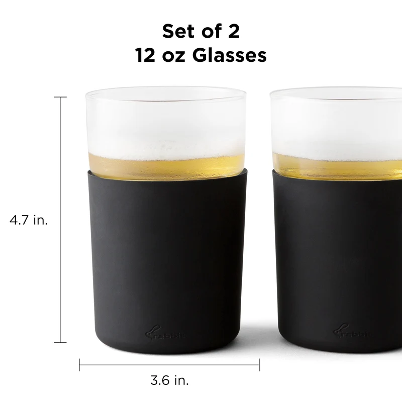 Rabbit Freezable Beer Glasses, 2 Count (Pack of 1), Black