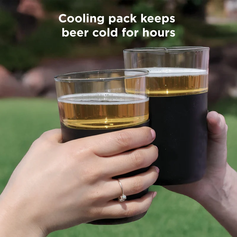 Rabbit Freezable Beer Glasses, 2 Count (Pack of 1), Black