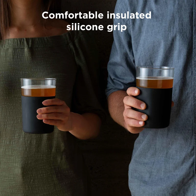 Rabbit Freezable Beer Glasses, 2 Count (Pack of 1), Black