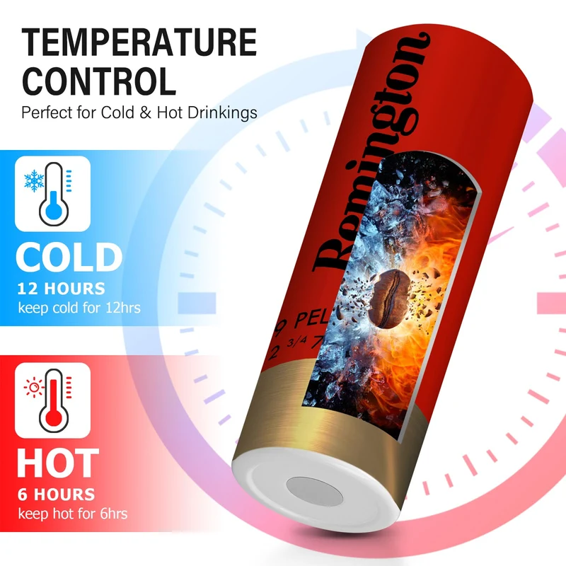 Funny Tumbler for Men Shotgun Shell 20oz Insulated Skinny Cup