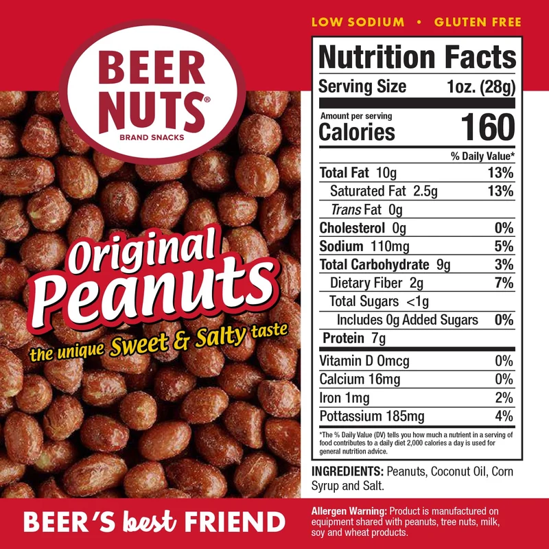 Beer Nuts Chocolate Covered Original Peanuts, Gluten Free, Kosher, Low Sodium, Made In The USA, Perfect for Holidays or Parties, Serious Snacking Since 1953 (22oz, Chocolate Covered Peanuts)