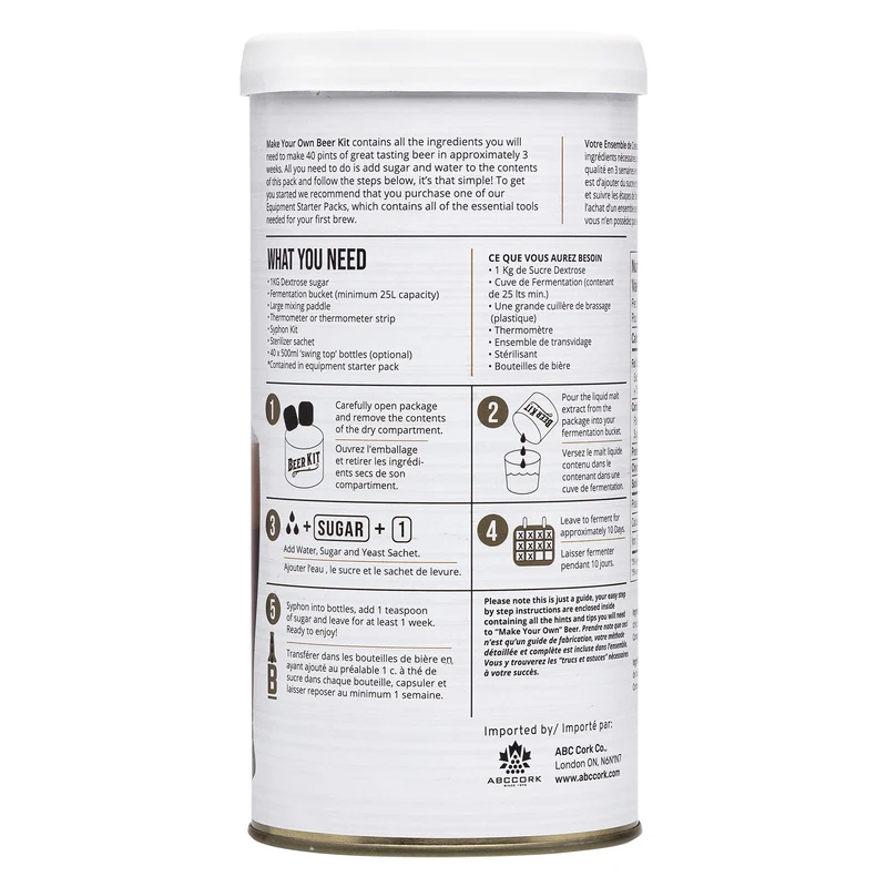 ABC Crafted Series Beer Making Kit | Beer Making Ingredients for Home Brewing | Yields 6 Gallons of Beer | Irish Red Ale