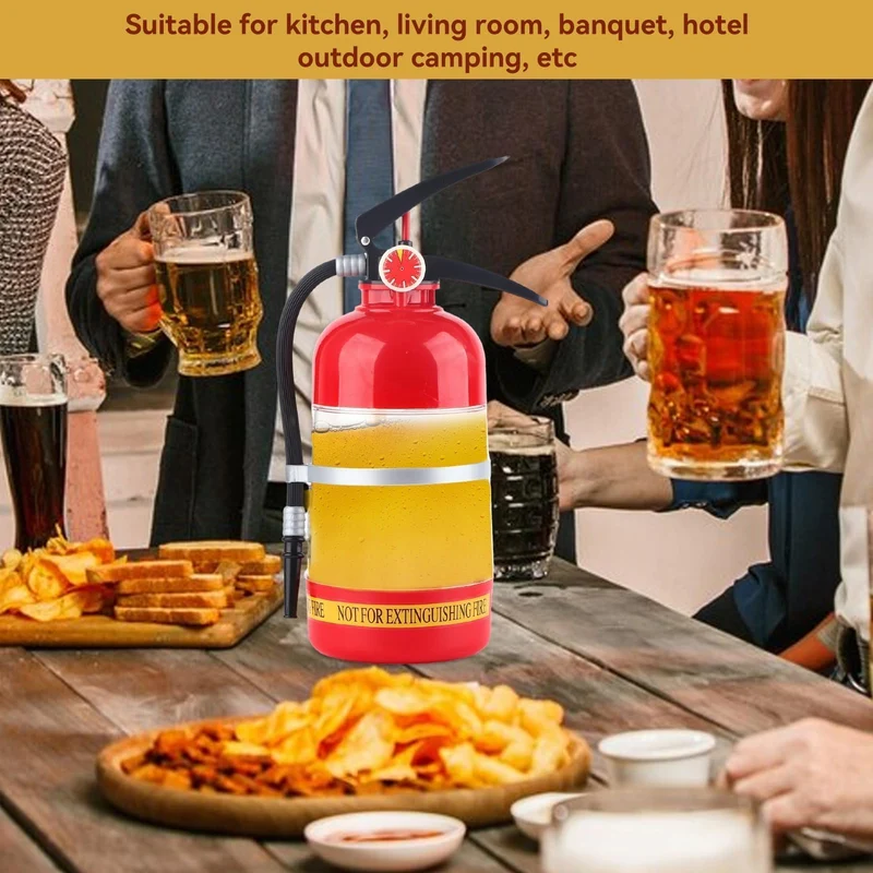 2L Whiskey Decanter, Portable Fire Extinguisher Container Funny Beer Dispenser for Home Party Beer Dispenser Barrels Bar Beverage Liquor Rack Machine for Wine Spirits Drinks