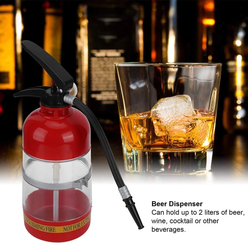 2L Whiskey Decanter, Portable Fire Extinguisher Container Funny Beer Dispenser for Home Party Beer Dispenser Barrels Bar Beverage Liquor Rack Machine for Wine Spirits Drinks