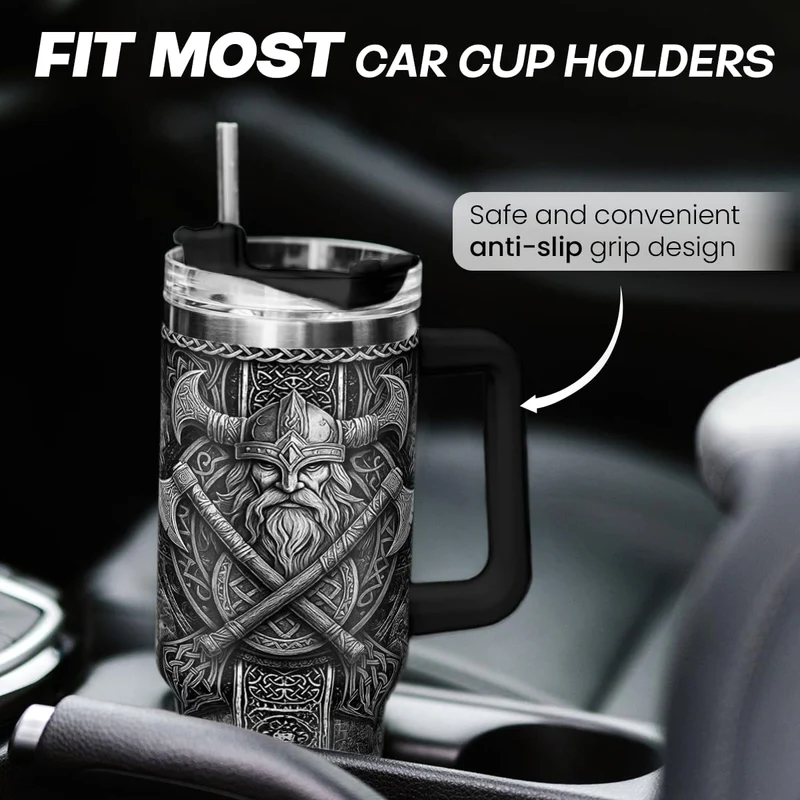Viking Tumbler Gifts for Men, 40oz Stainless Steel Insulated Coffee Tumbler With Lid & Straw, Travel Cup Gift for Husband Dad, Christmas Birthday