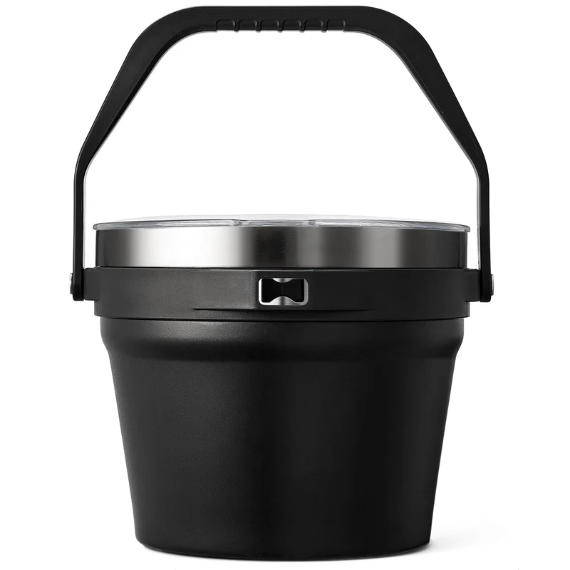COKTIK 7L Insulated Ice Bucket with Lid，Double Wall Vacuum Stainless Steel Beverage Bucket Keeps Frozen Longer，Holds 6 Longnecks or 3 Bottles of Wine，for Cocktail, Champagne(No Accessories, Black)
