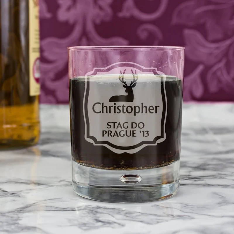Personalised Stag Tumbler Bubble Glass