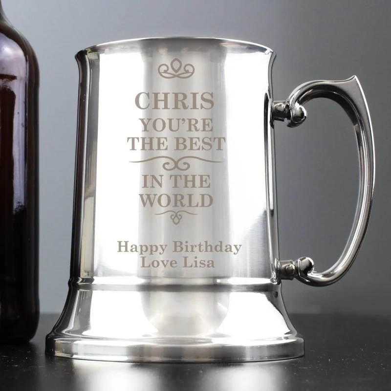 Personalised Best In The World Stainless Steel Tankard