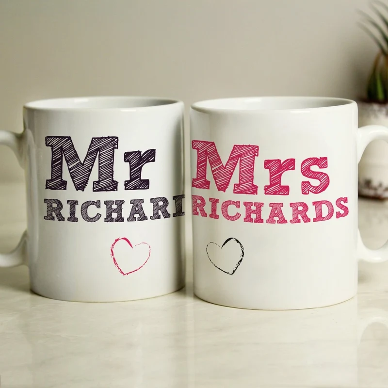Personalised Mr & Mrs Mug Set