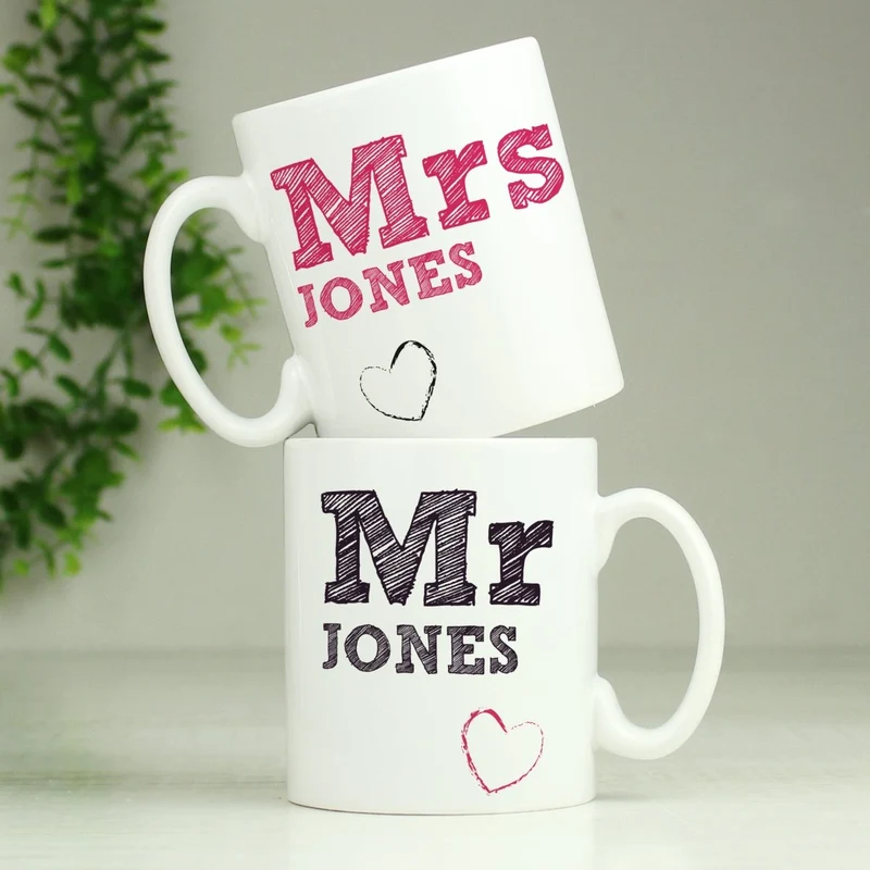 Personalised Mr & Mrs Mug Set
