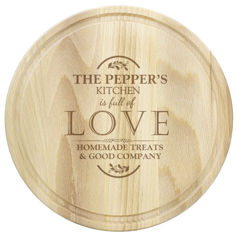 Personalised Full Of Love Large Round Chopping Board