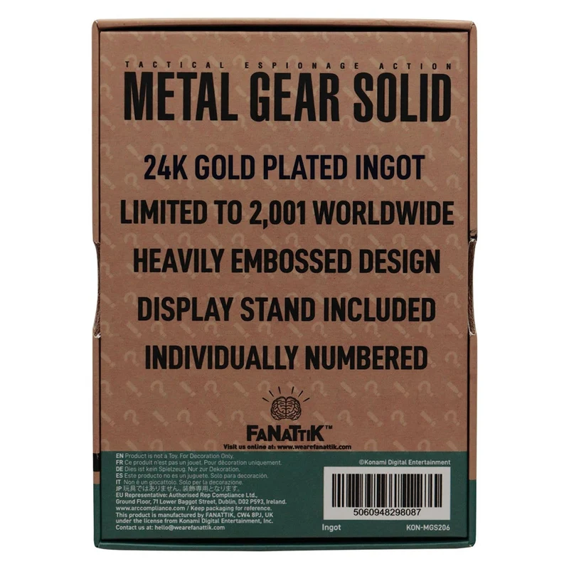 Metal Gear Solid 2 Metallbarren Raiden 24k Gold Plated Limited Edition