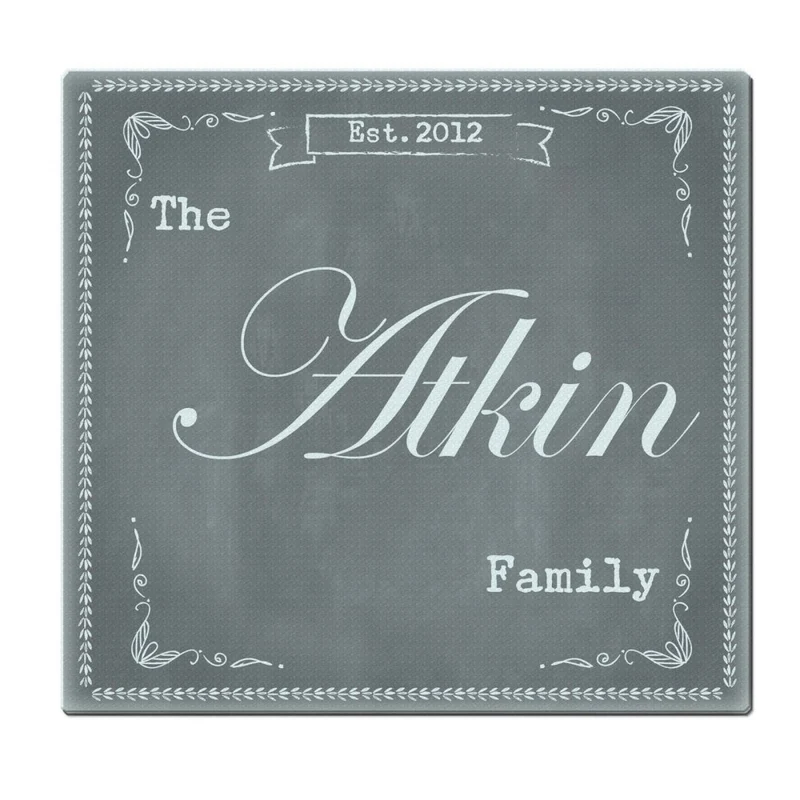 Personalised Family Chalk Glass Chopping Board/Workshop Saver
