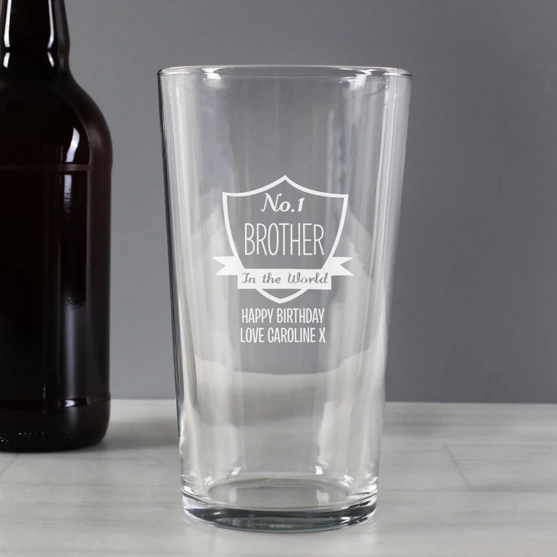 Personalised No.1 Shield Pint Glass