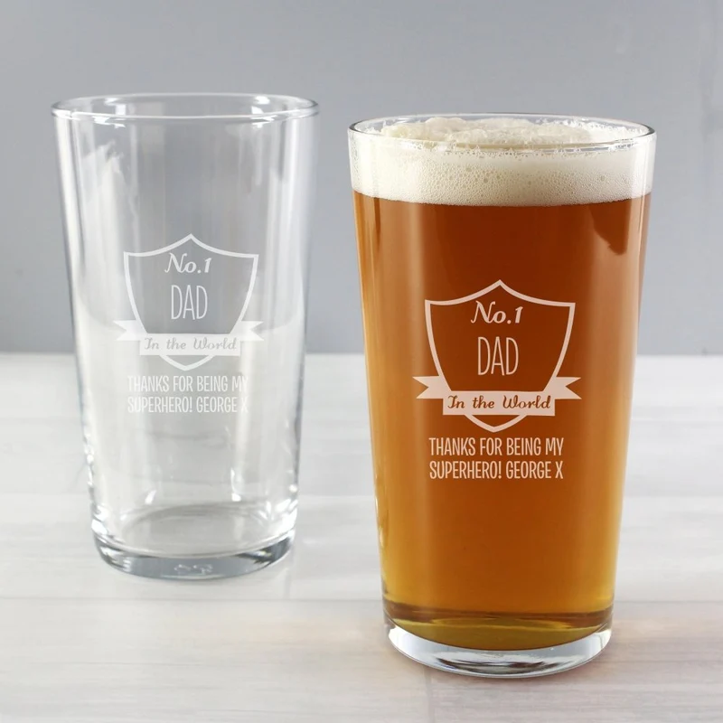 Personalised No.1 Shield Pint Glass