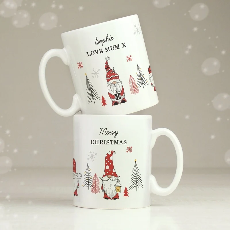 Personalised Christmas Gonk Pattern Mug