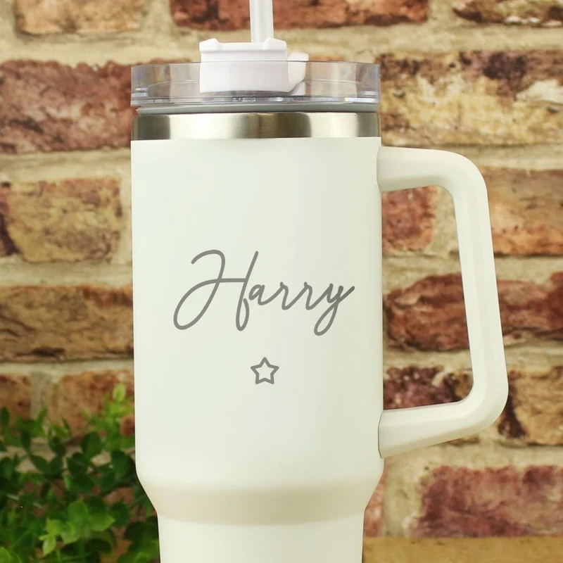 Personalised Star 40Oz White Travel Cup