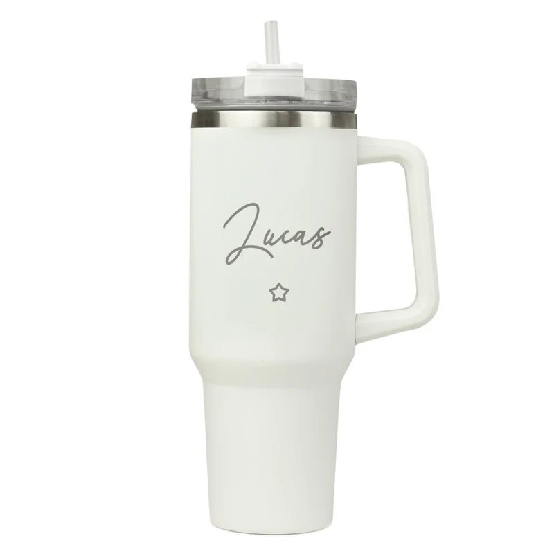 Personalised Star 40Oz White Travel Cup
