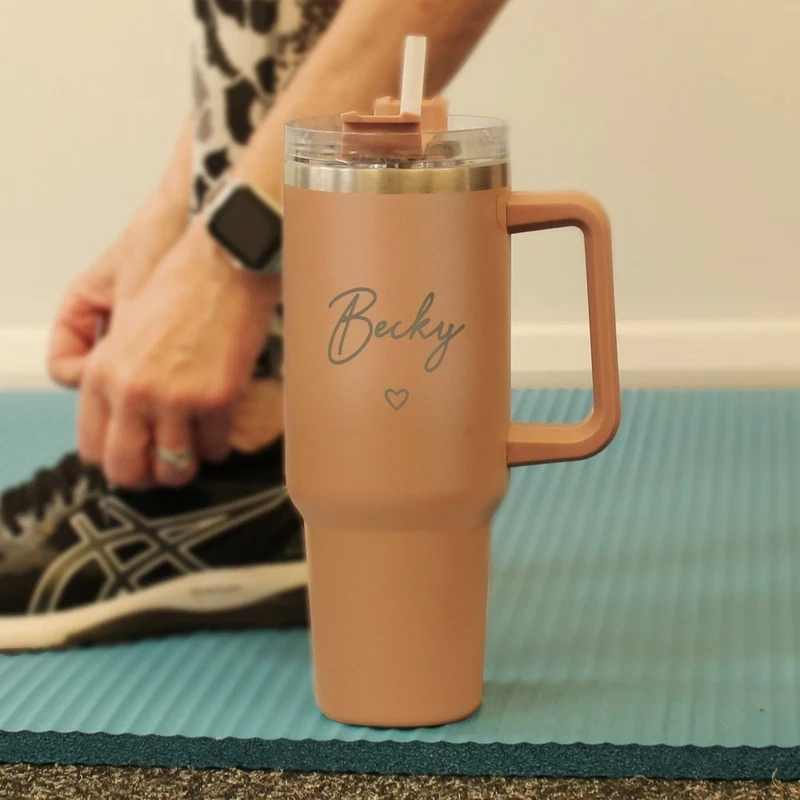 Personalised Heart 40Oz Brown Travel Cup