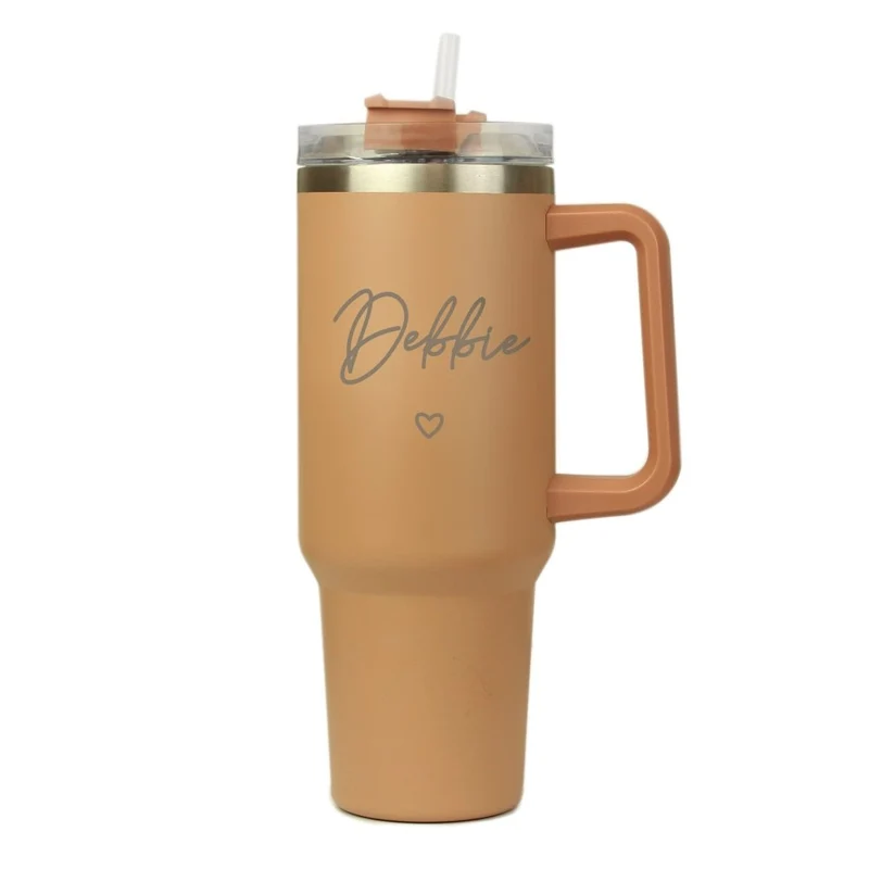 Personalised Heart 40Oz Brown Travel Cup