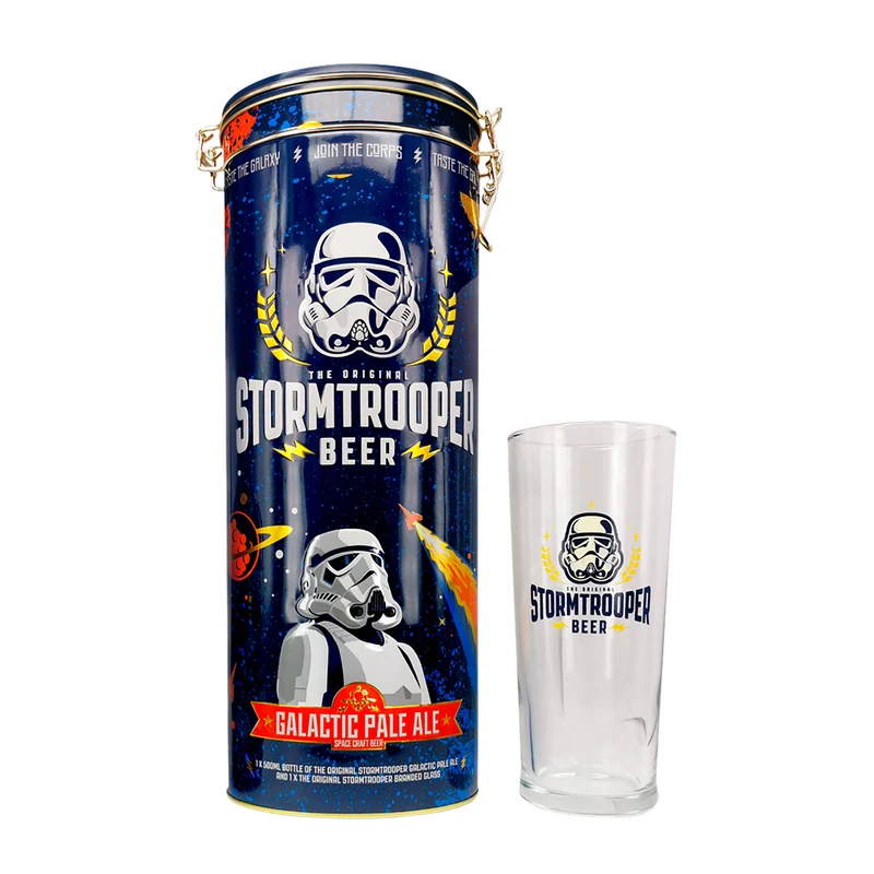 Original Stormtrooper Dose mit Glas Set für Star Wars Fans