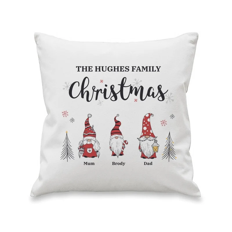 Personalised Gonk Family Christmas Cushion