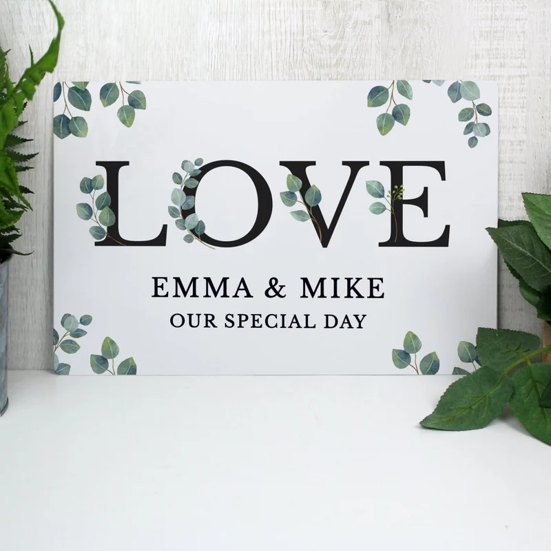 Personalised Botanical Love Metal Sign