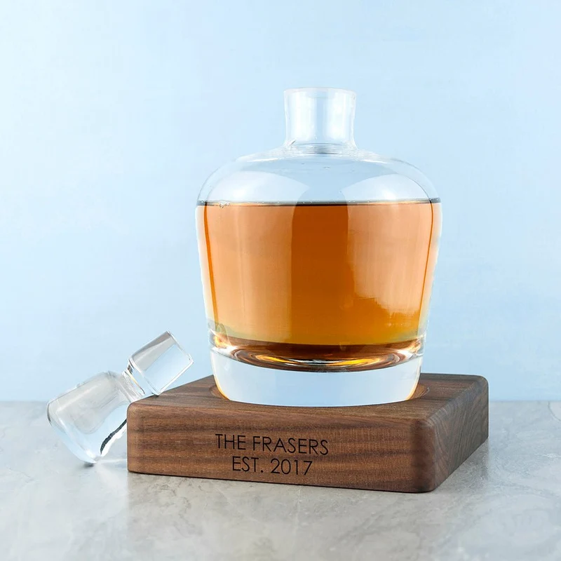Personalised Lsa Whisky Decanter & Walnut Base