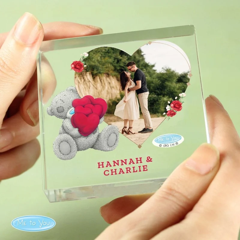 Personalised Me To You Heart Photo Upload Glass Token