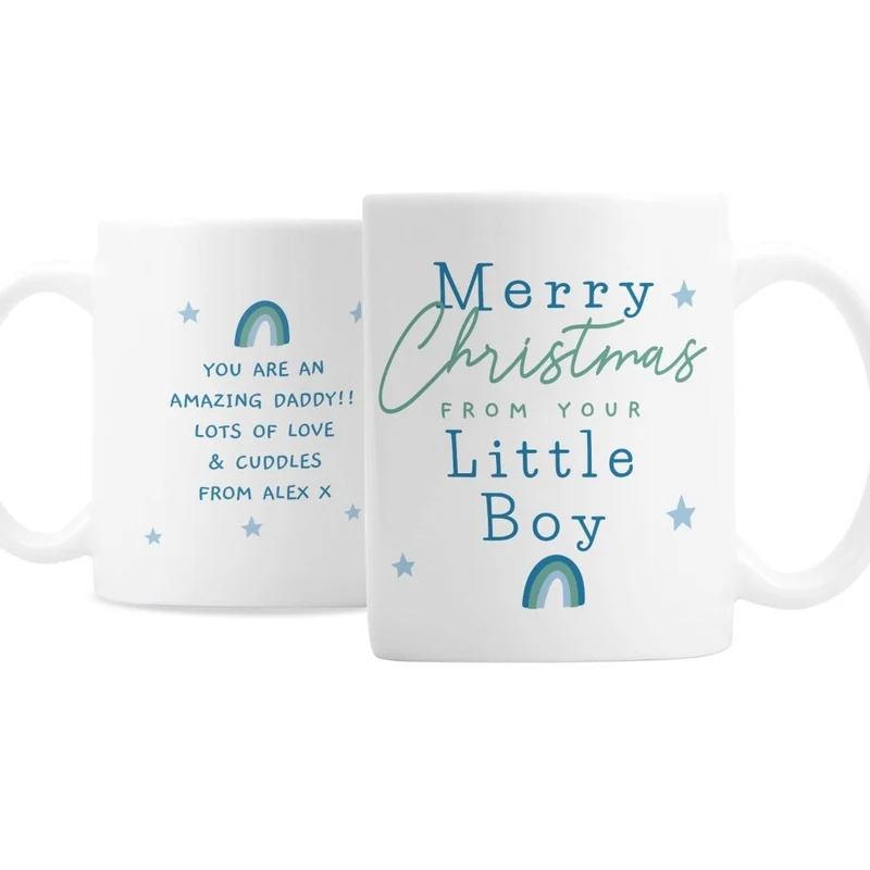 Personalised Merry Christmas From Your Little Boy Mug
